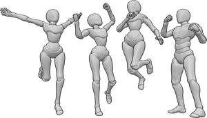 Pose Reference- People celebrating reference - Happy people are celebrating something, jumping and raising their hands