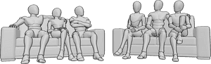 Pose Reference- People sitting reference - People are sitting on couches, looking at each other, talking