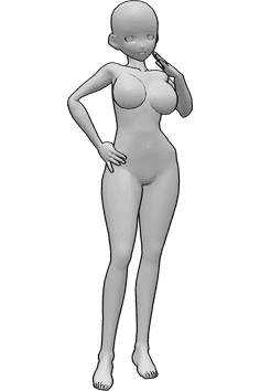 Pose Reference- Shy flirting pose - Shy anime female flirting pose