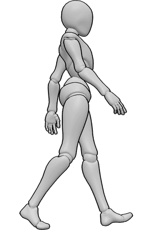 Pose Reference- Female walking sideways pose - Female is walking casually, female sideway pose reference