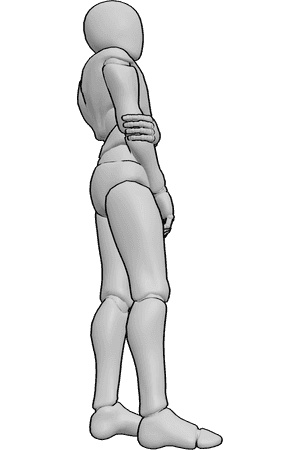 Pose Reference- Male standing sideways pose - Male is standing casually, holding his right arm, male sideways pose reference