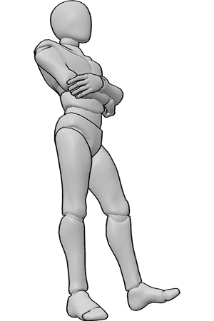 Pose Reference- Crossed arms sideways pose - Male is standing casually, with his arms crossed