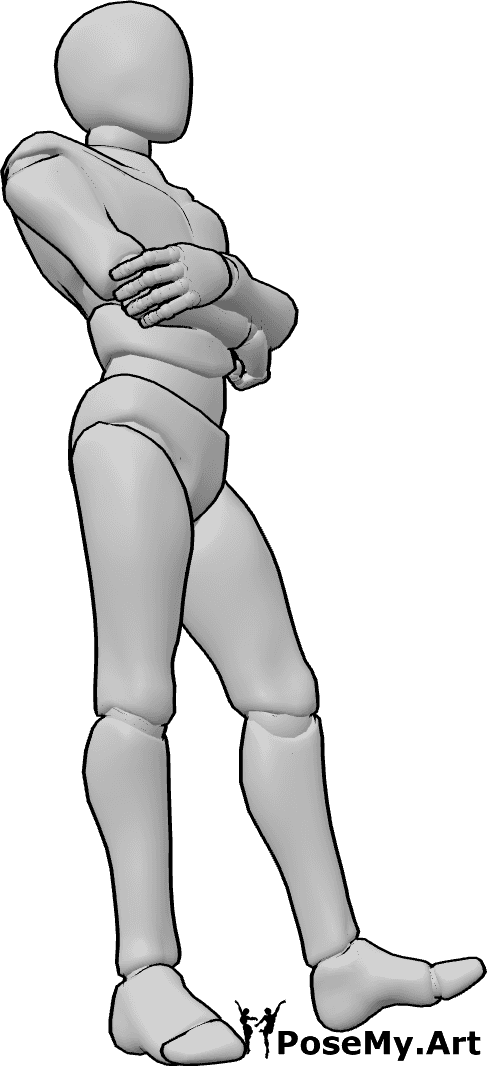 ポーズ資料- 腕を横に組むポーズ - 男性は腕を組んで何気なく立っている