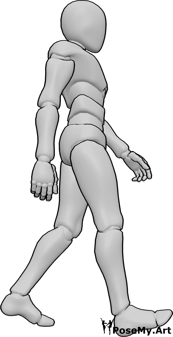 Referência de poses- Homem a caminhar em pose lateral - Homem está a caminhar casualmente, referência de pose lateral masculina
