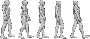 Pose Reference- Male walk cycle reference - Male is walking casually, male walk cycle reference