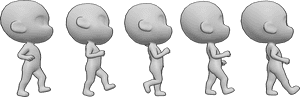 Pose Reference- Happy chibi walk cycle reference - Happy chibi is walking, cute chibi walk cycle reference