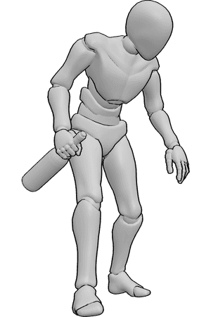 Pose Reference- Drunk male walking pose - Drunk male is walking, holding a wine bottle in his right hand