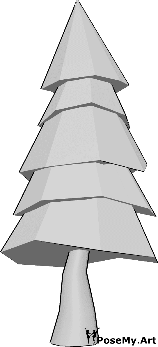 Pose Reference- Pine tree reference - 3D Pine tree drawing reference