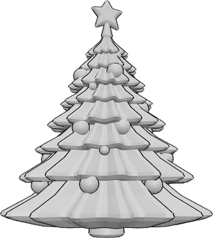Pose Reference- Christmas tree reference - Christmas tree with decorations, ornaments and a star on top