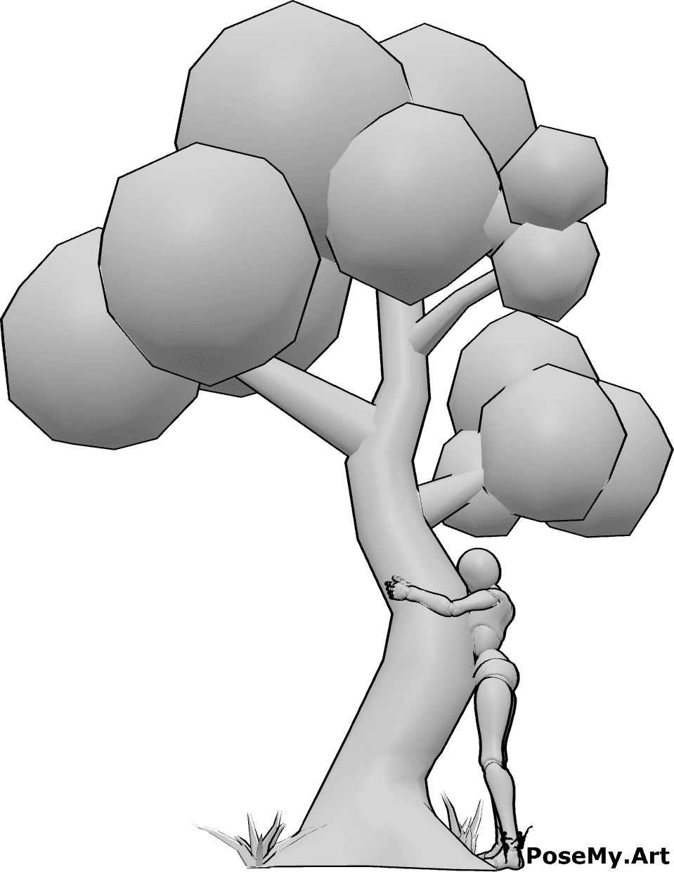 Pose Reference- Tree hugging pose - Female is standing and hugging a tree, female hugging tree reference