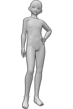 Pose Reference- Confident male standing pose - Confident anime male casual standing pose