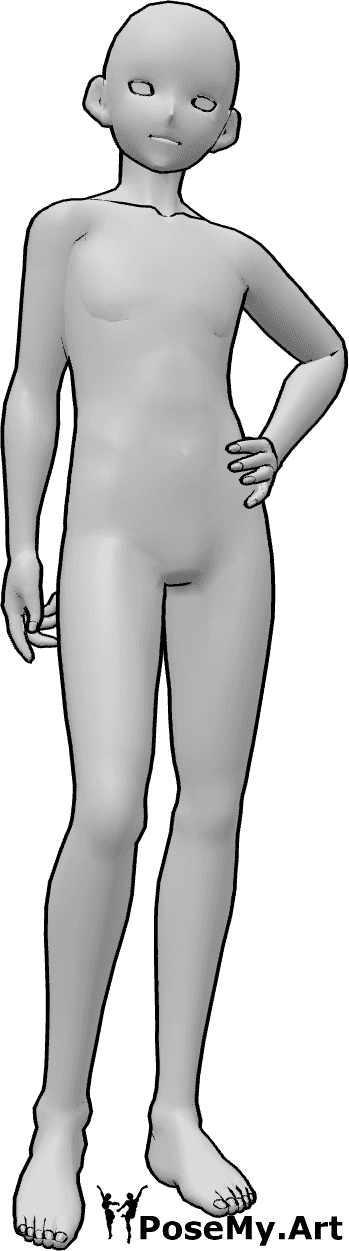 Riferimento alle pose- Uomo sicuro di sé in posa eretta - Uomo anime sicuro di sé in posizione eretta e disinvolta
