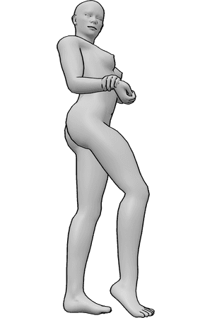 Pose Reference- Female side bicep pose - Female flexing side bicep, female side arm muscle pose reference