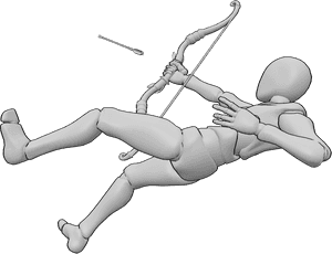 Pose Reference- Falling shot bow pose - Male mid-air, falling backward while releasing arrow