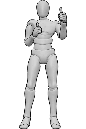 Pose Reference- Thumbs up hand reference - Male is standing and showing thumbs up, male thumbs up reference pose
