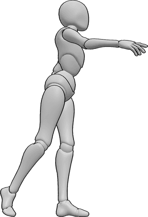 Pose Reference- Graceful reach hand reference - Female is standing and gracefully reaching out for something