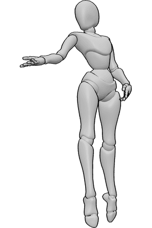 Pose Reference- Dancing hand reference - Female is dancing ballet, elegantly reaching with her right hand with open palm