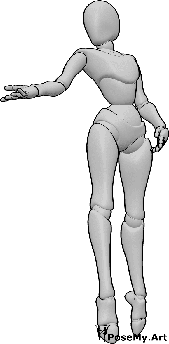 Pose Reference- Dancing hand reference - Female is dancing ballet, elegantly reaching with her right hand with open palm