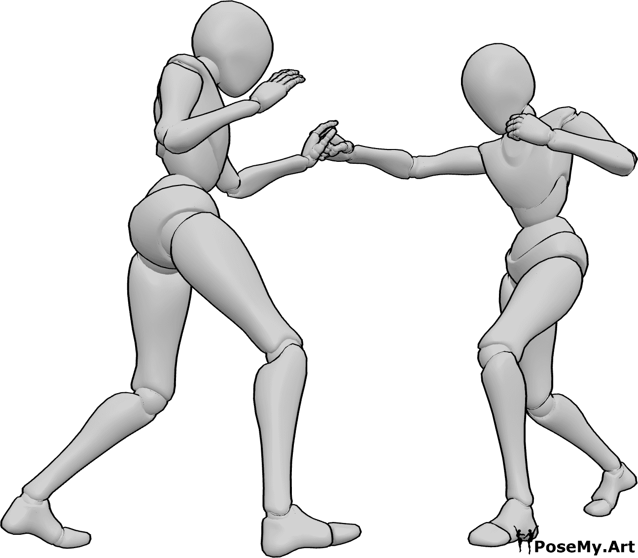 Posen-Referenz- Hand-Blockier-Pose - Frauen boxen, Frau wehrt einen Schlag mit der Hand ab