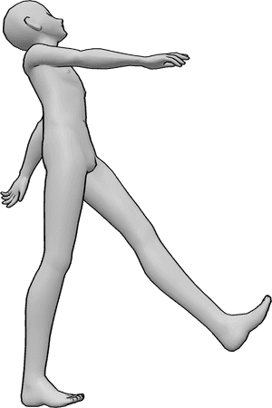 Referencia de poses- Anime masculino loco caminar pose - Anime masculino está caminando loco, anime masculino loco caminando pose