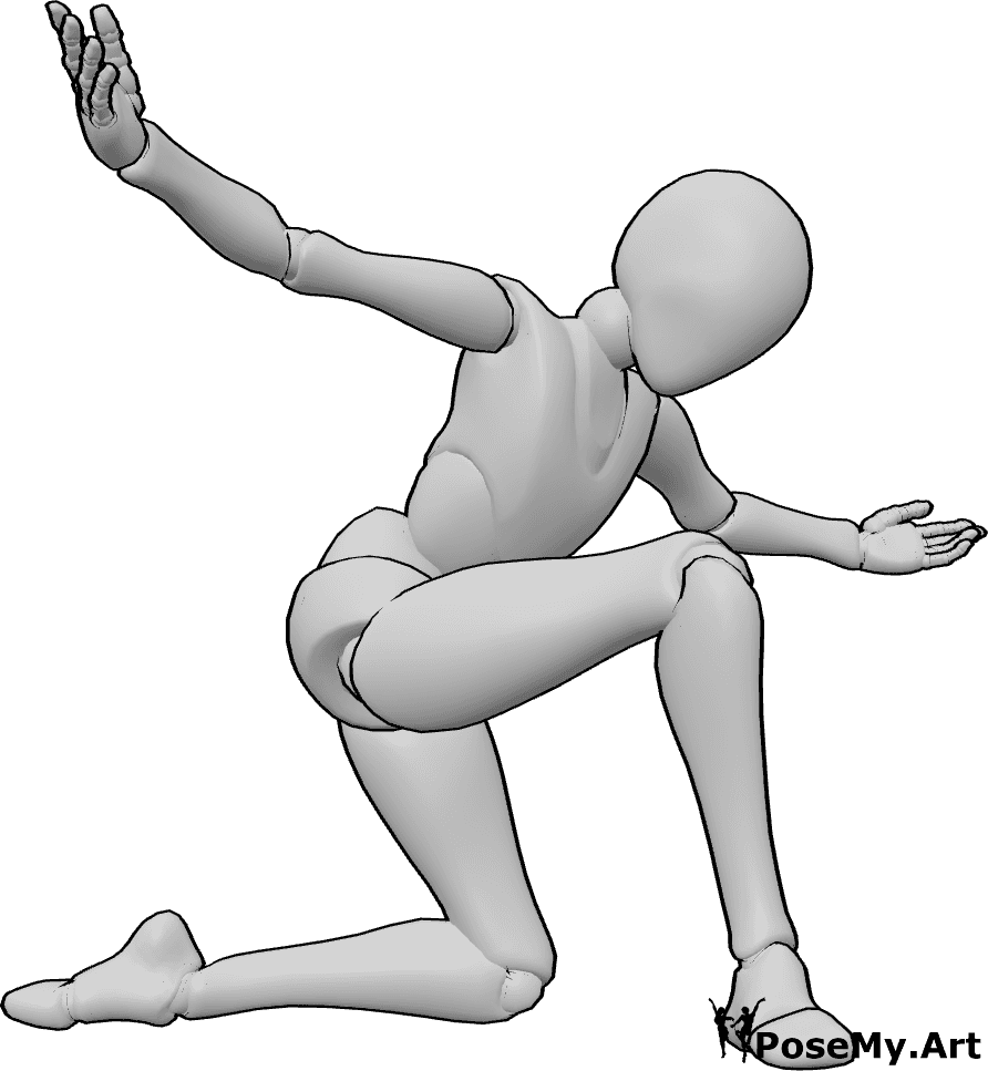 Pose Reference- Ballerina bowing pose - Ballerina is elegantly bowing, raising her hands, looking down