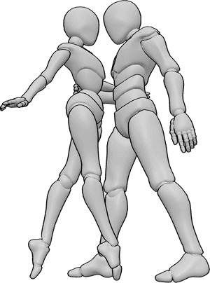 Referencia de poses- Postura romántica de ballet - Mujer y hombre están bailando ballet, mirándose a los ojos, romántica pose de baile de ballet