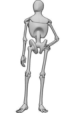 Referencia de poses- Maniquí marco figura boceto pose - El modelo del marco del maniquí está parado casualmente, sosteniendo su cadera con su mano izquierda, mirando hacia arriba
