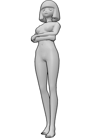 Pose Reference- Anime cleopatra hair reference - Anime female hair, cleopatra hair - short straight hair with blunt bangs