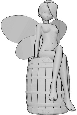 Pose Reference- Anime side bangs hair reference - Anime female hair, long hair with side bangs, tied in a high ponytail, fairy hair