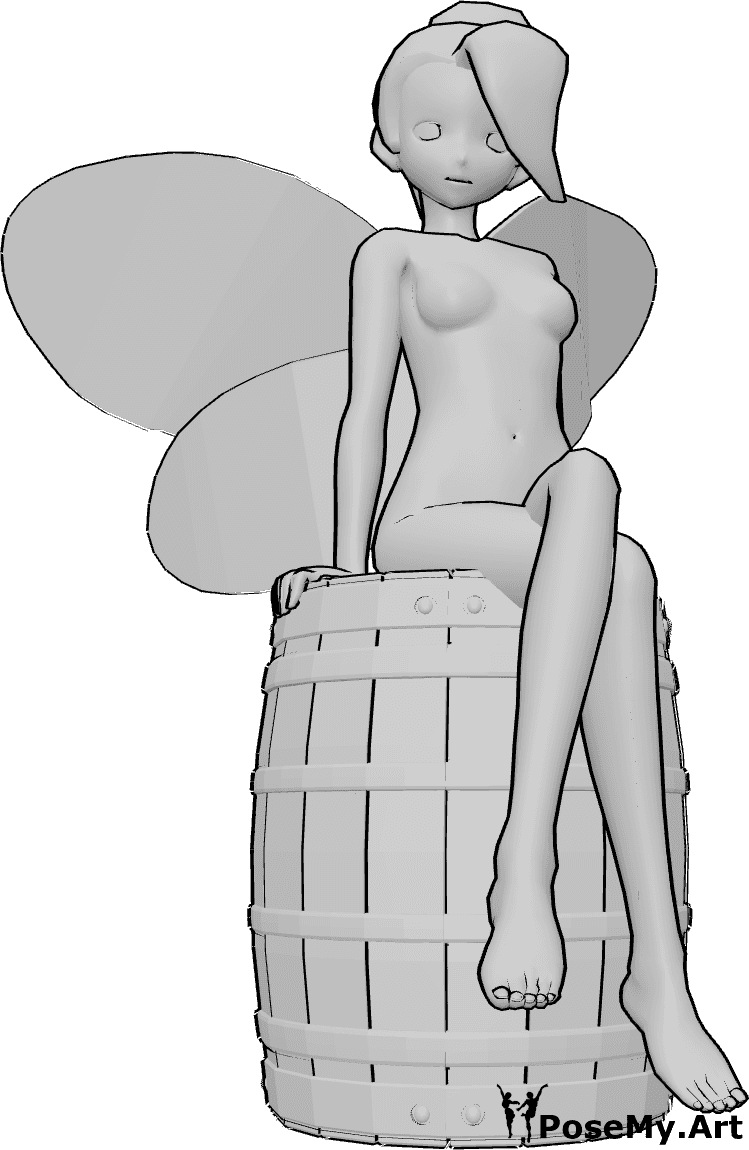 Pose Reference- Anime side bangs hair reference - Anime female hair, long hair with side bangs, tied in a high ponytail, fairy hair