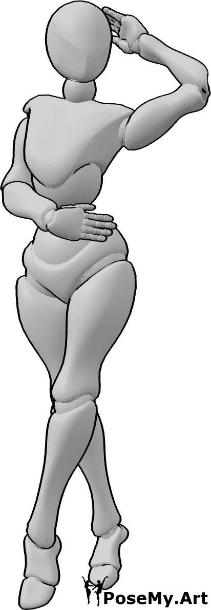 Référence des poses- Modèle féminin debout - Femme debout et posant comme un mannequin