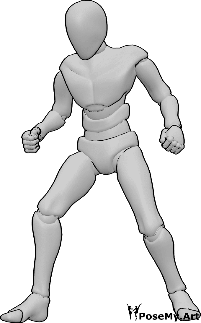 Pose Reference- Angry standing male pose - Male is clenching his hands into fists, looking slightly to the right
