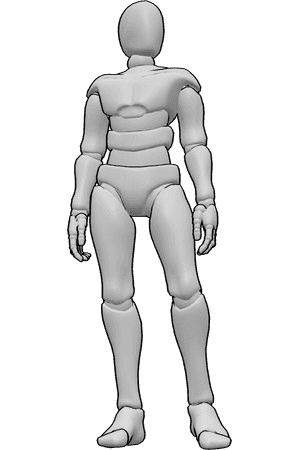 Pose Reference- Relaxed standing pose - Male is standing calmly, his hands are relaxed