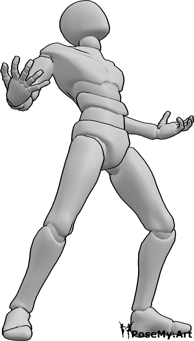 Pose Reference- Enraged male pose - Enraged male is having an outburst, he is spreading his arms wide with fingers splayed, looking upward
