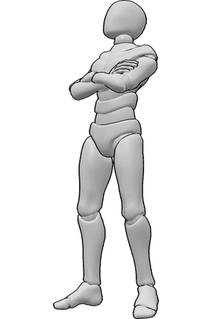 Pose Reference- Calm crossed arms pose - Male is standing calmly, his hands are crossed