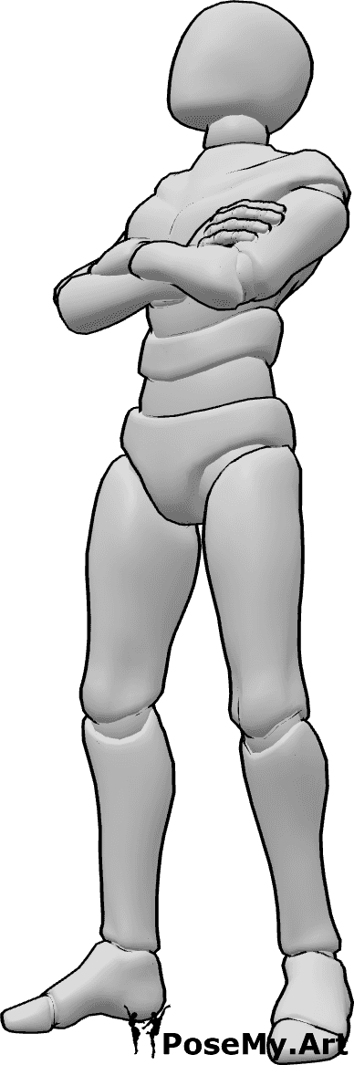 Pose Reference- Calm crossed arms pose - Male is standing calmly, his hands are crossed