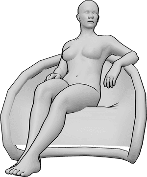 Pose Reference- Female resting sitting pose - Female is sitting on the chair, resting, relaxed sitting pose