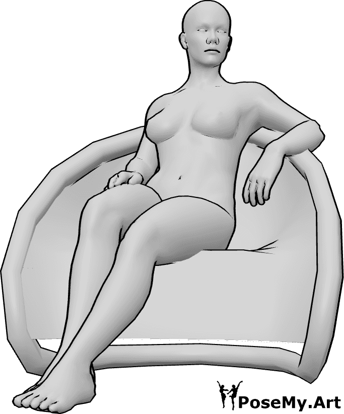 Pose Reference- Female resting sitting pose - Female is sitting on the chair, resting, relaxed sitting pose