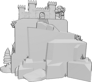 Pose Reference- High cliff castle - Castle on top of a high cliff, castle surrounded by a river
