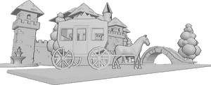 Pose Reference- Castle carriage scene - Horse-drawn carriage is standing in front of the castle
