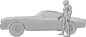 Pose Reference- Car door opening pose - Male is standing next to the car, opening the driver door