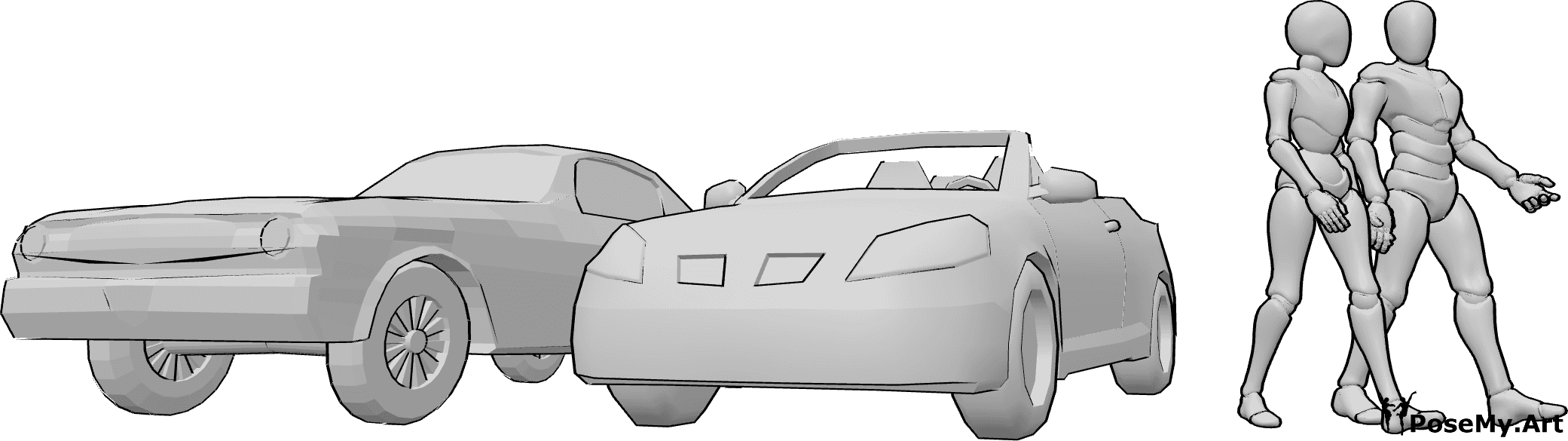Pose Reference- Car wallking away pose - Female and male couple is walking away from their car