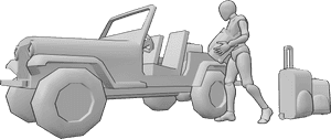 Pose Reference- Car loading suitcases pose - Male is loading suitcases into the car, Jeep drawing reference