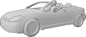 Pose Reference- Female car pose - Female is sitting in the car, waiting for something, cabrio drawing reference