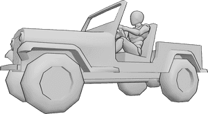 Pose Reference- Male driving Jeep pose - Male is sitting in the car and driving, Jeep drawing reference