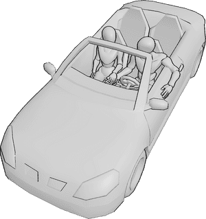 Pose Reference- Couple car sitting pose - Female and male couple is sitting in the car, holding each other's hands