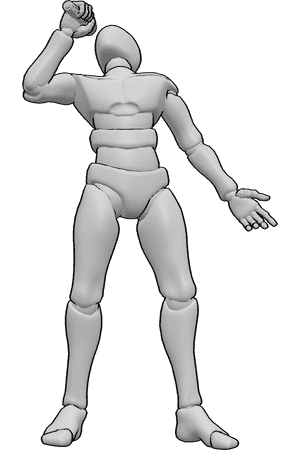 Pose Reference- Male singer power note pose - Male is lifting the head back while singing, chest open and posture strong, male singer pose