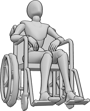 Pose Reference- Wheelchair looking up pose - Female is sitting in a wheelchair and looking up