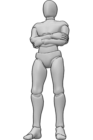 Pose Reference- Male relaxed pose - Male is standing with his arms crossed lightly, keeping the posture relaxed and neutral