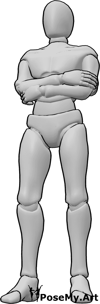Pose Reference- Male relaxed pose - Male is standing with his arms crossed lightly, keeping the posture relaxed and neutral